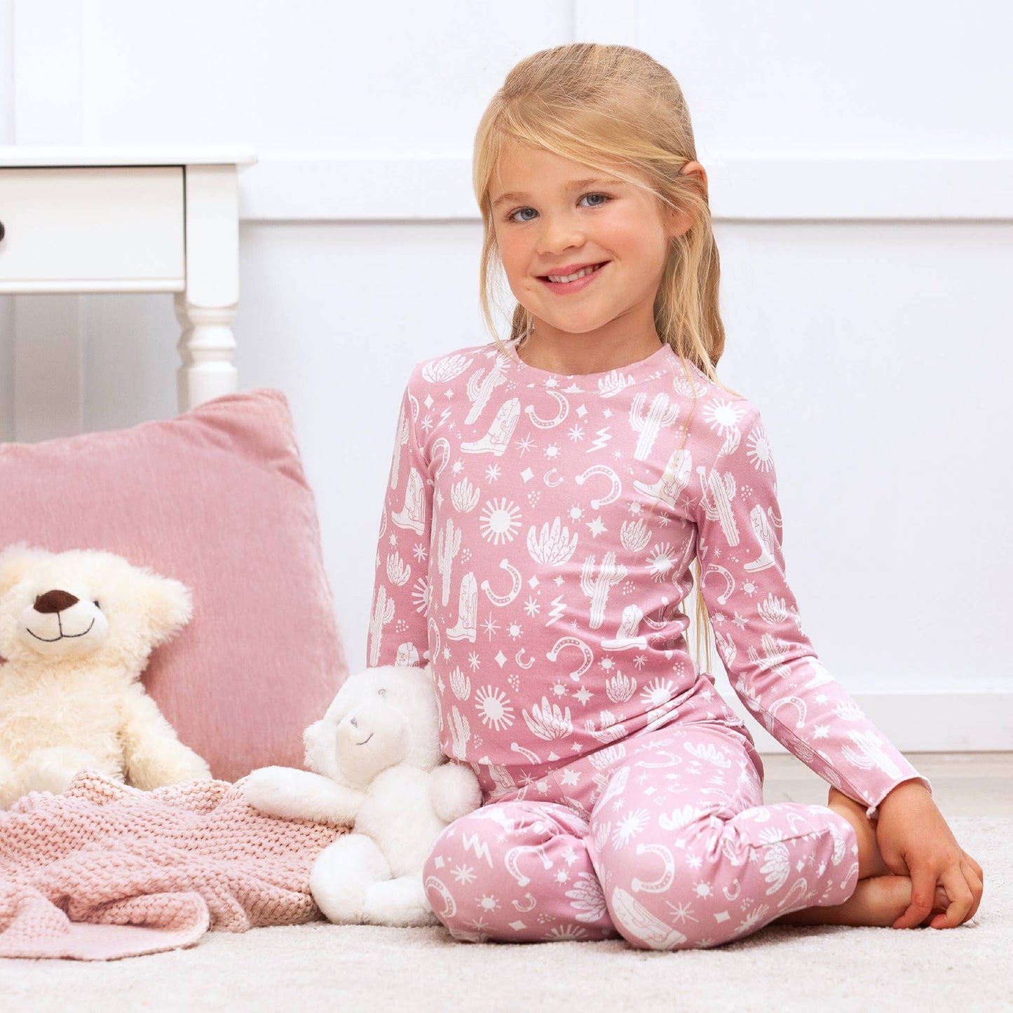 Girl's Wild West Pajama Set- Pink