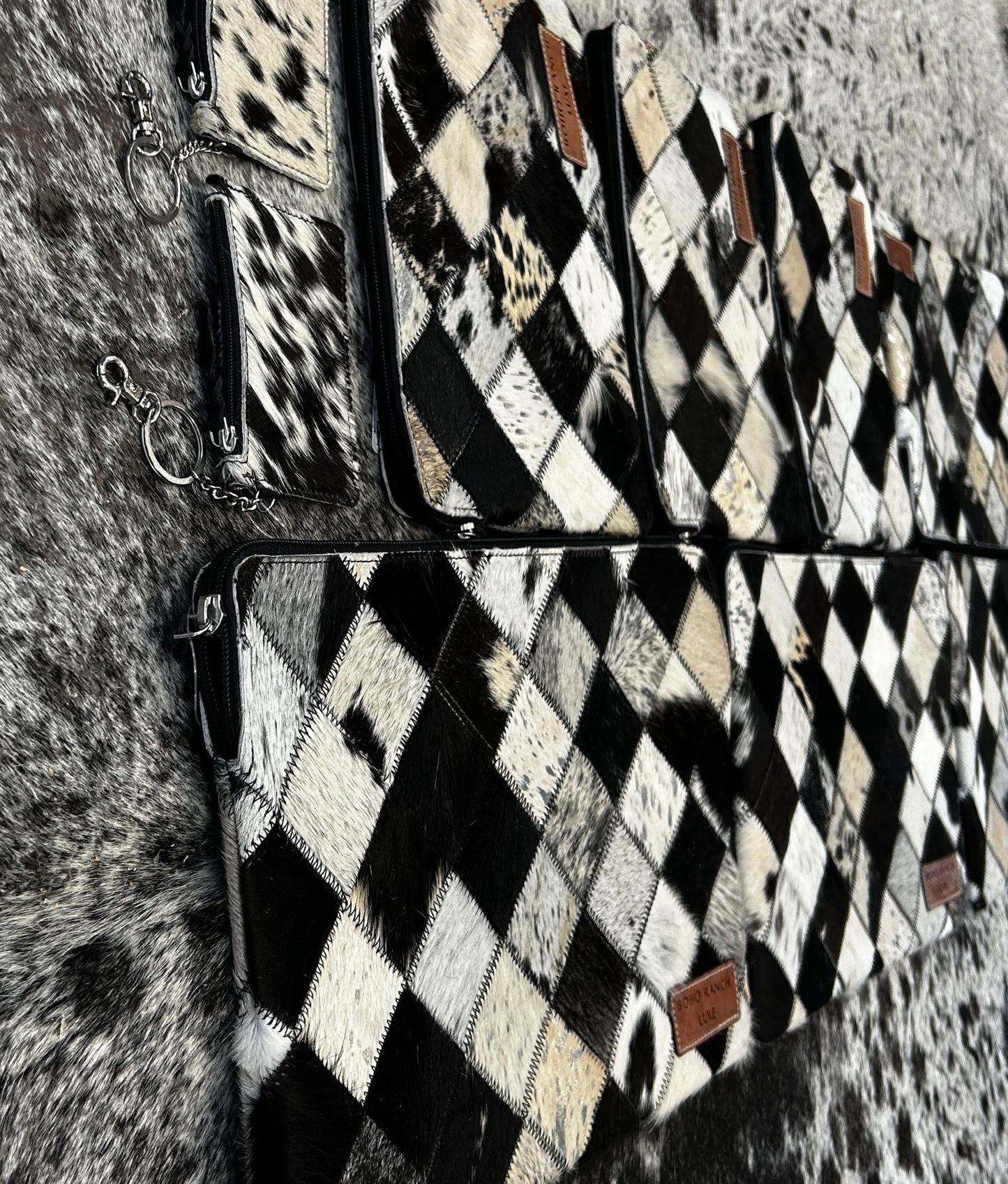 17” Black & White Hair-On Cowhide Ipad/Laptop Sleeve