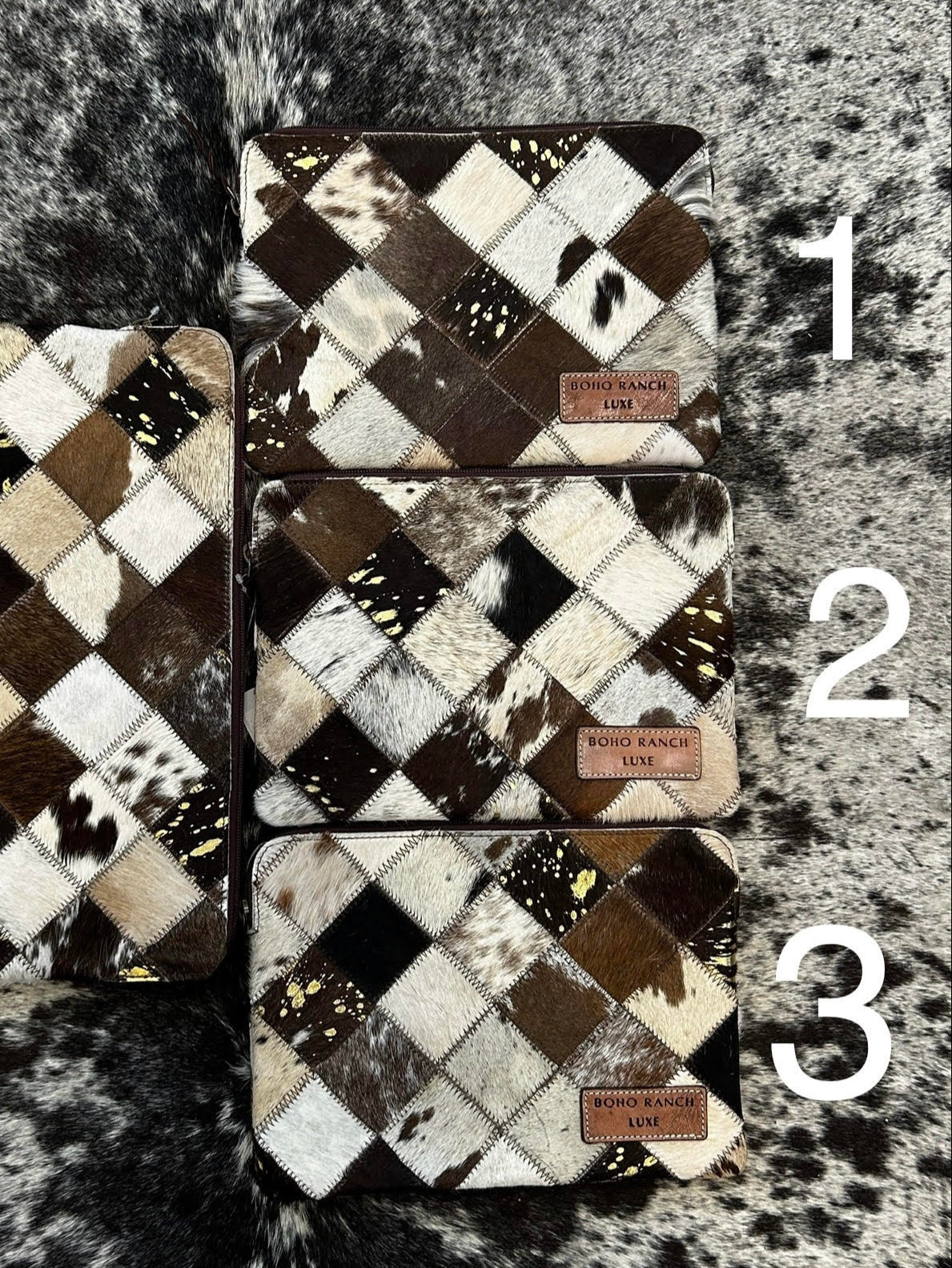 13” Brown & White Hair-On Cowhide Ipad/Laptop Sleeve