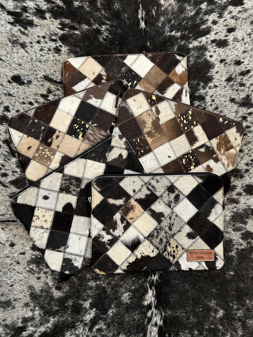 15” Brown & White Hair-On Cowhide Ipad/Laptop Sleeve