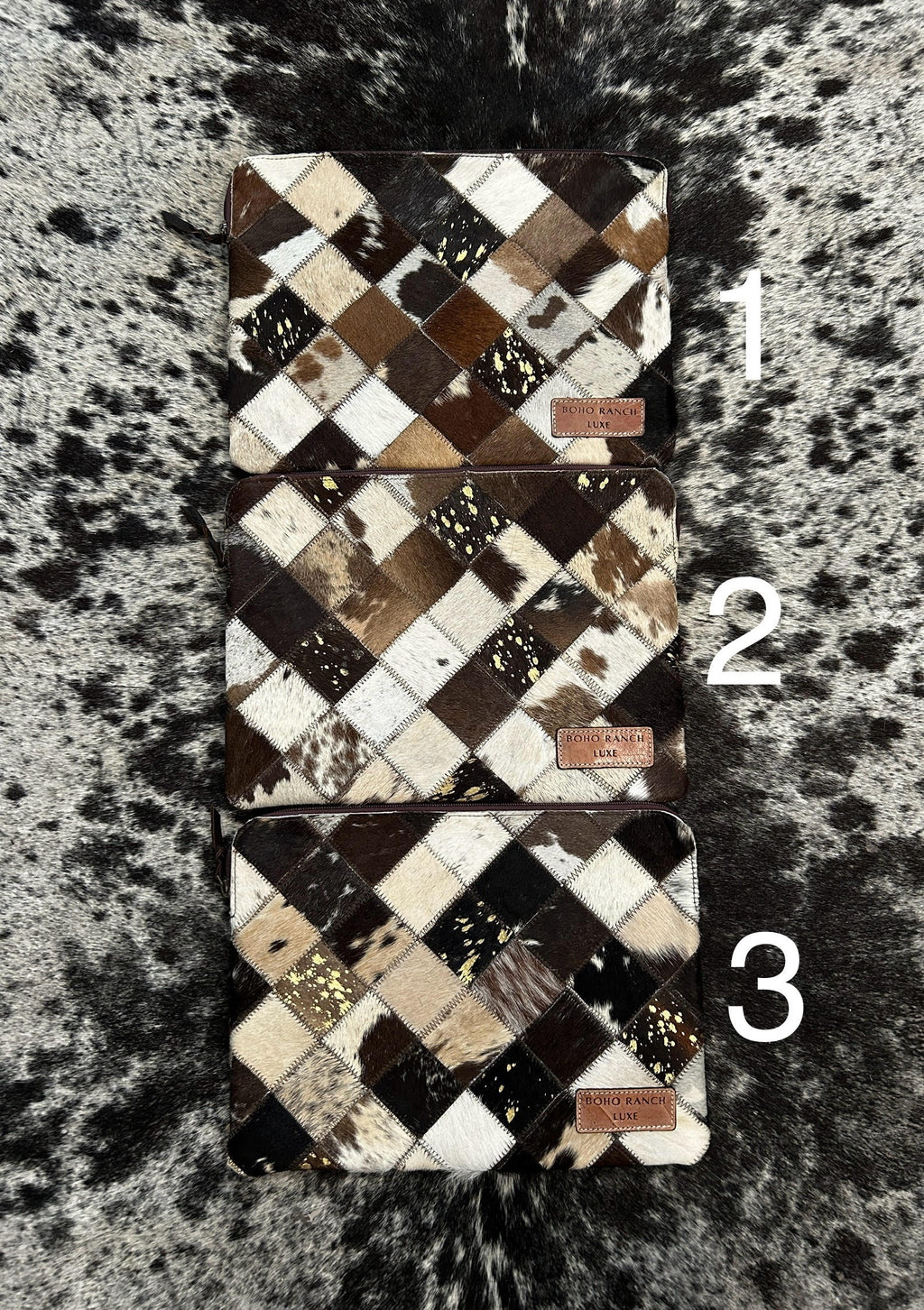 15” Brown & White Hair-On Cowhide Ipad/Laptop Sleeve