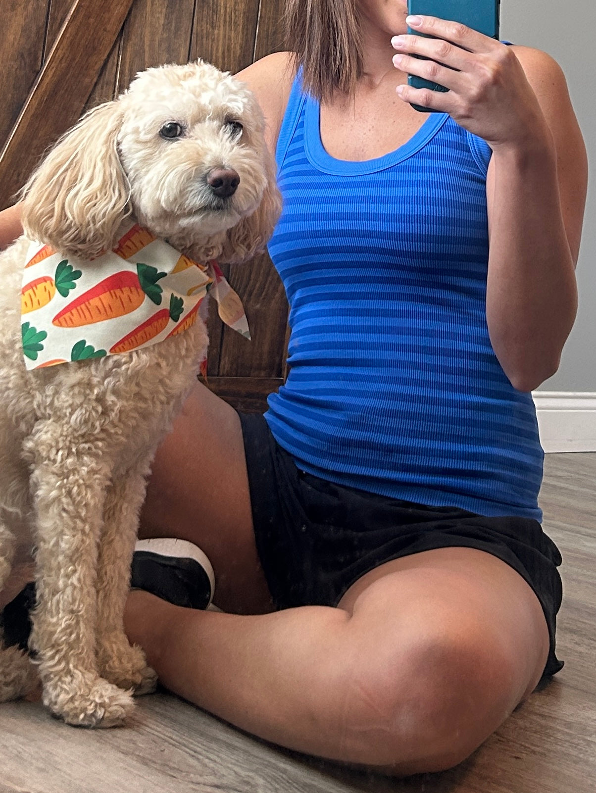 Blue Striped Ribbed Tank Top