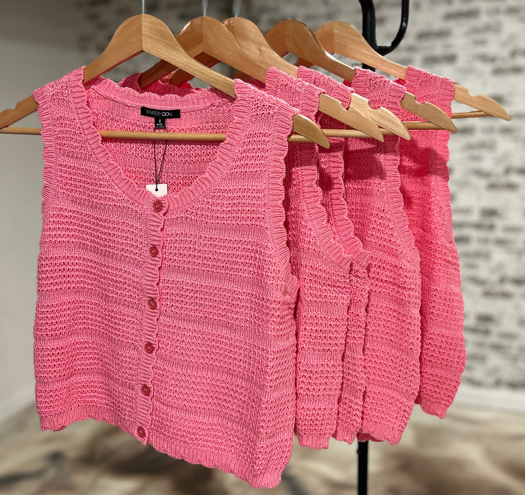 Pink cropped knit tank