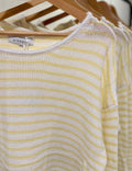Yellow/White Striped Knit Long Sleeve Sweater