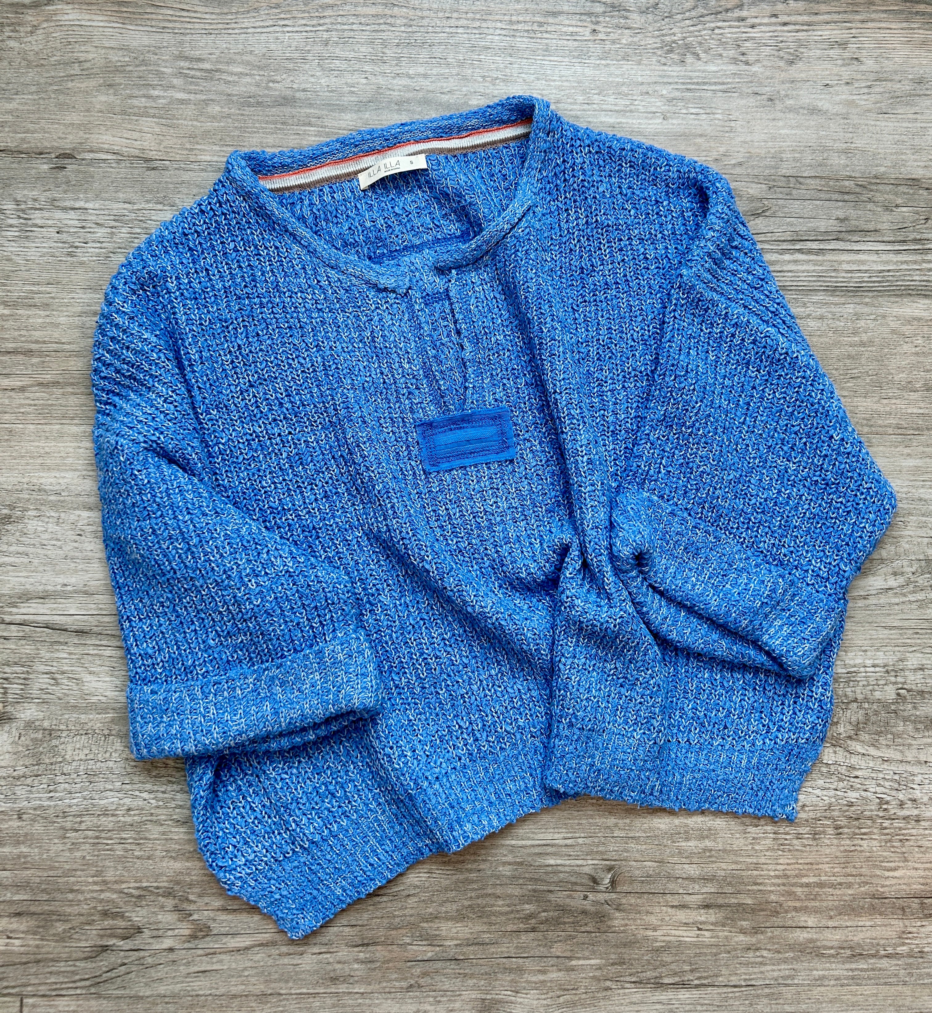 Blue Knit Cropped Sweater