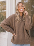 Soft Boucle Oversized Sweater- Mocha