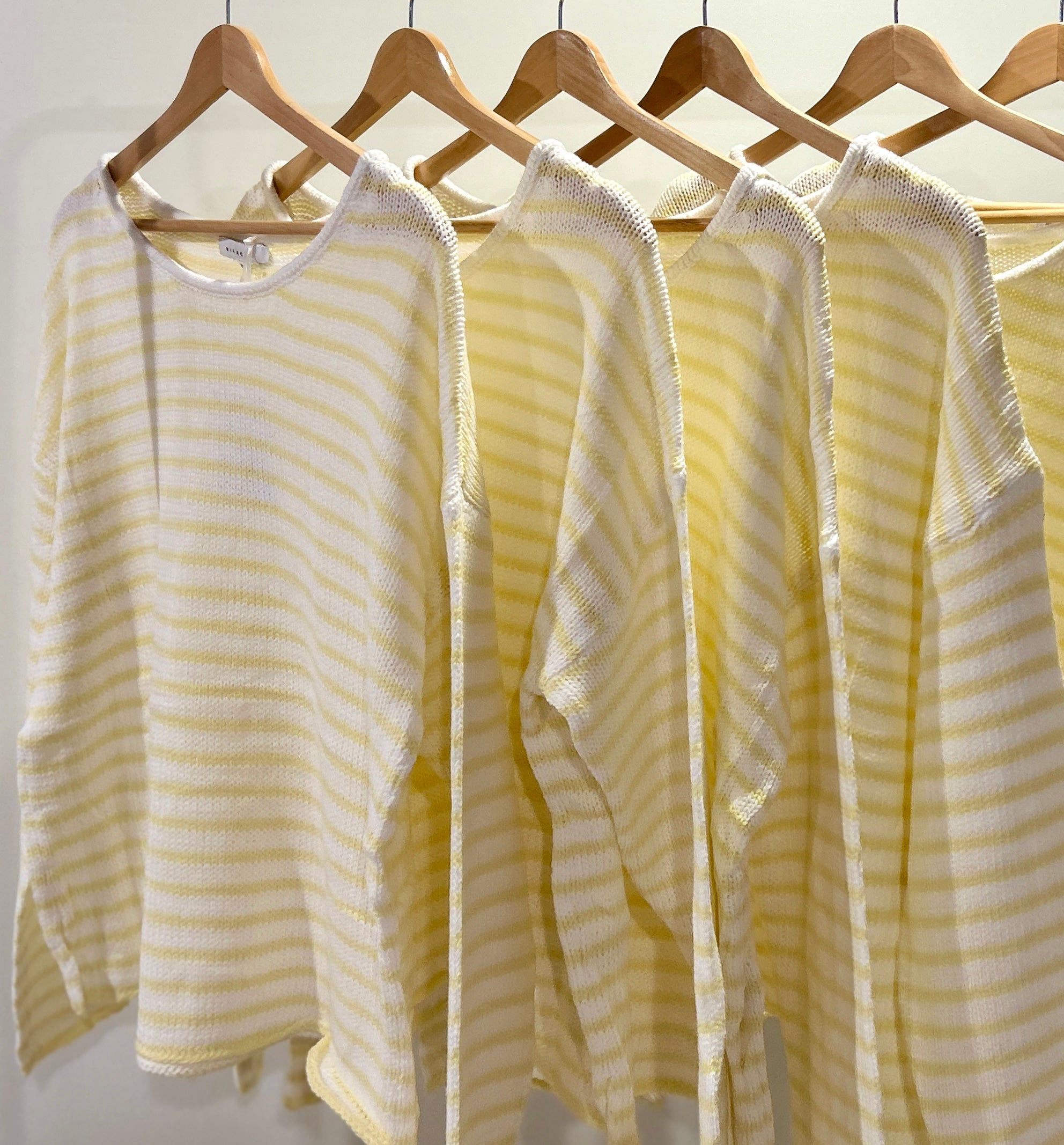 Yellow/White Striped Knit Long Sleeve Sweater