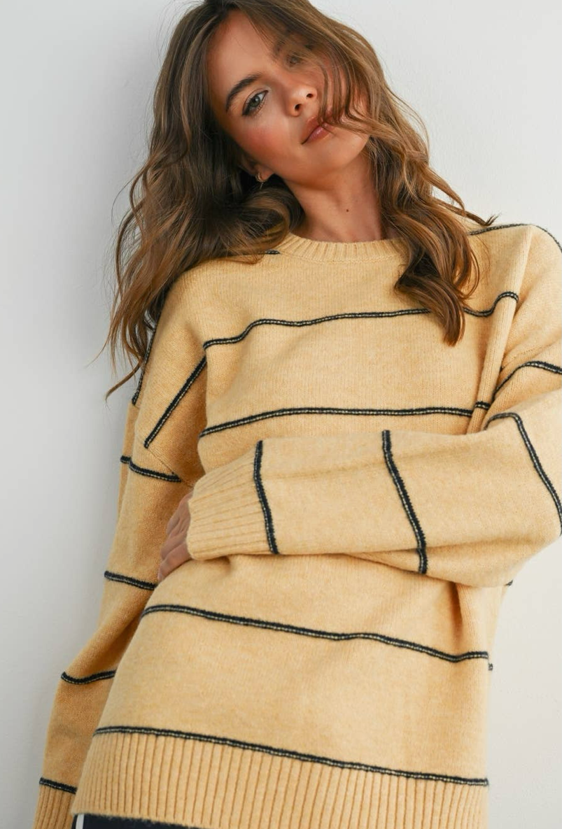 Striped Merigold Drop Shoulder Sweater