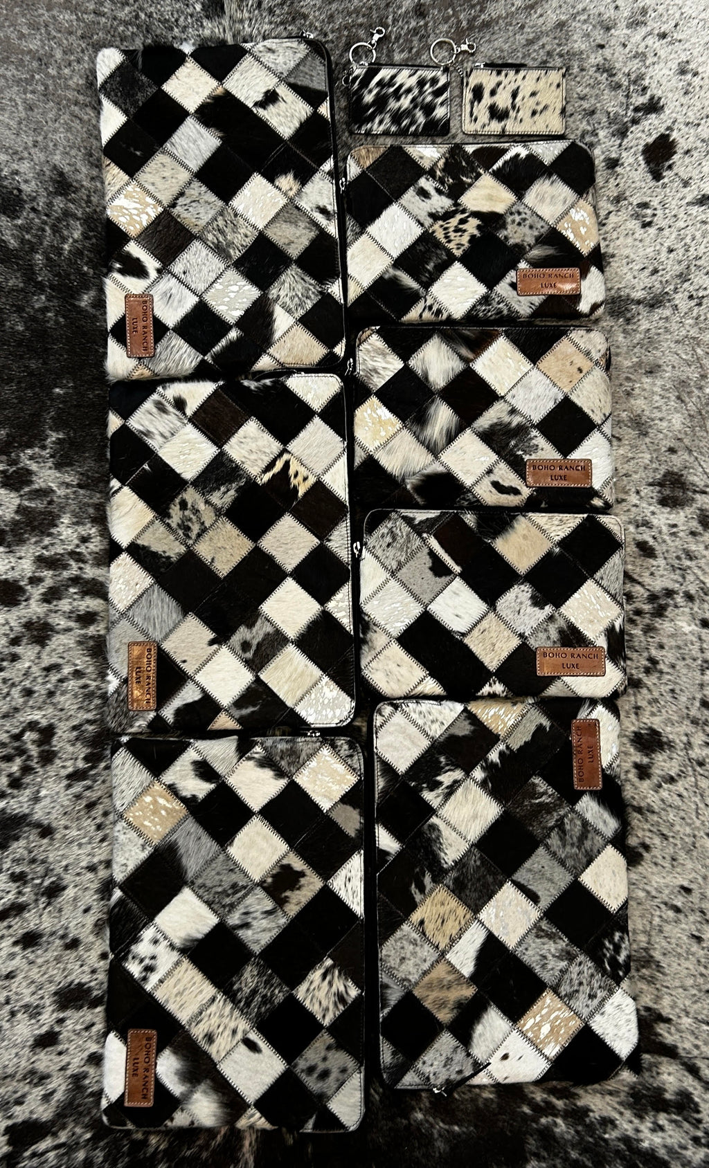 17” Black & White Hair-On Cowhide Ipad/Laptop Sleeve