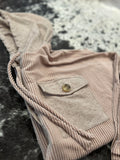 Brown Corded Knit Hoodie