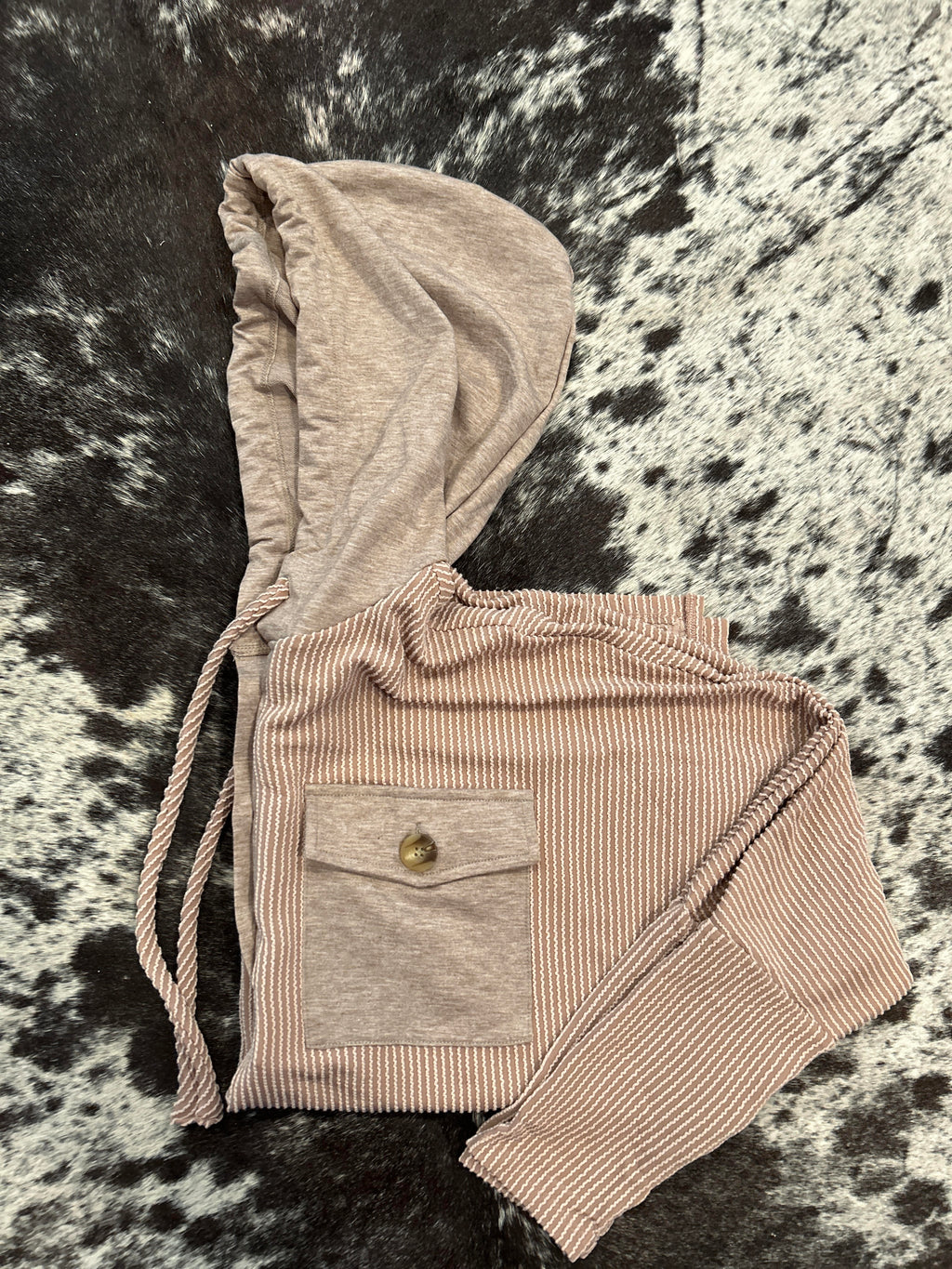 Brown Corded Knit Hoodie